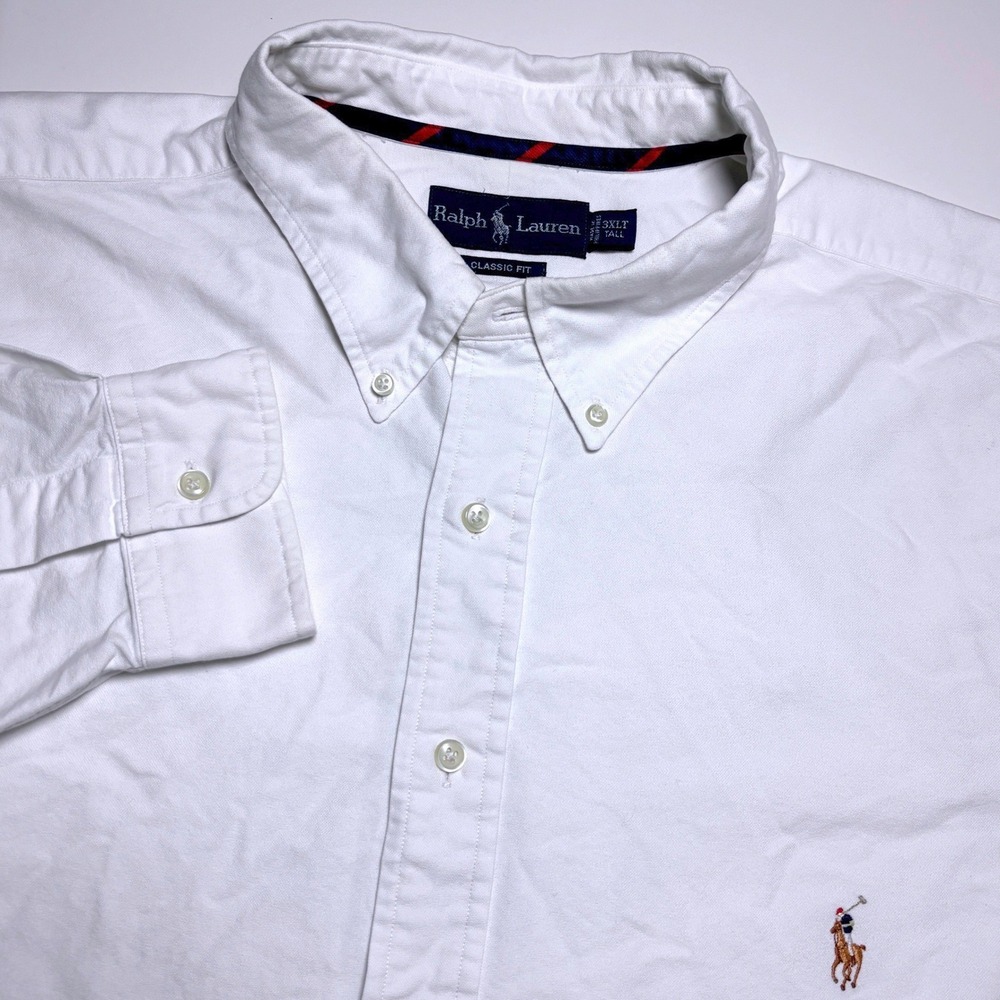 Ralph Lauren Classic Fit White Oxford Button Down Shirt 3XLT Tall Long‎ Sleeve